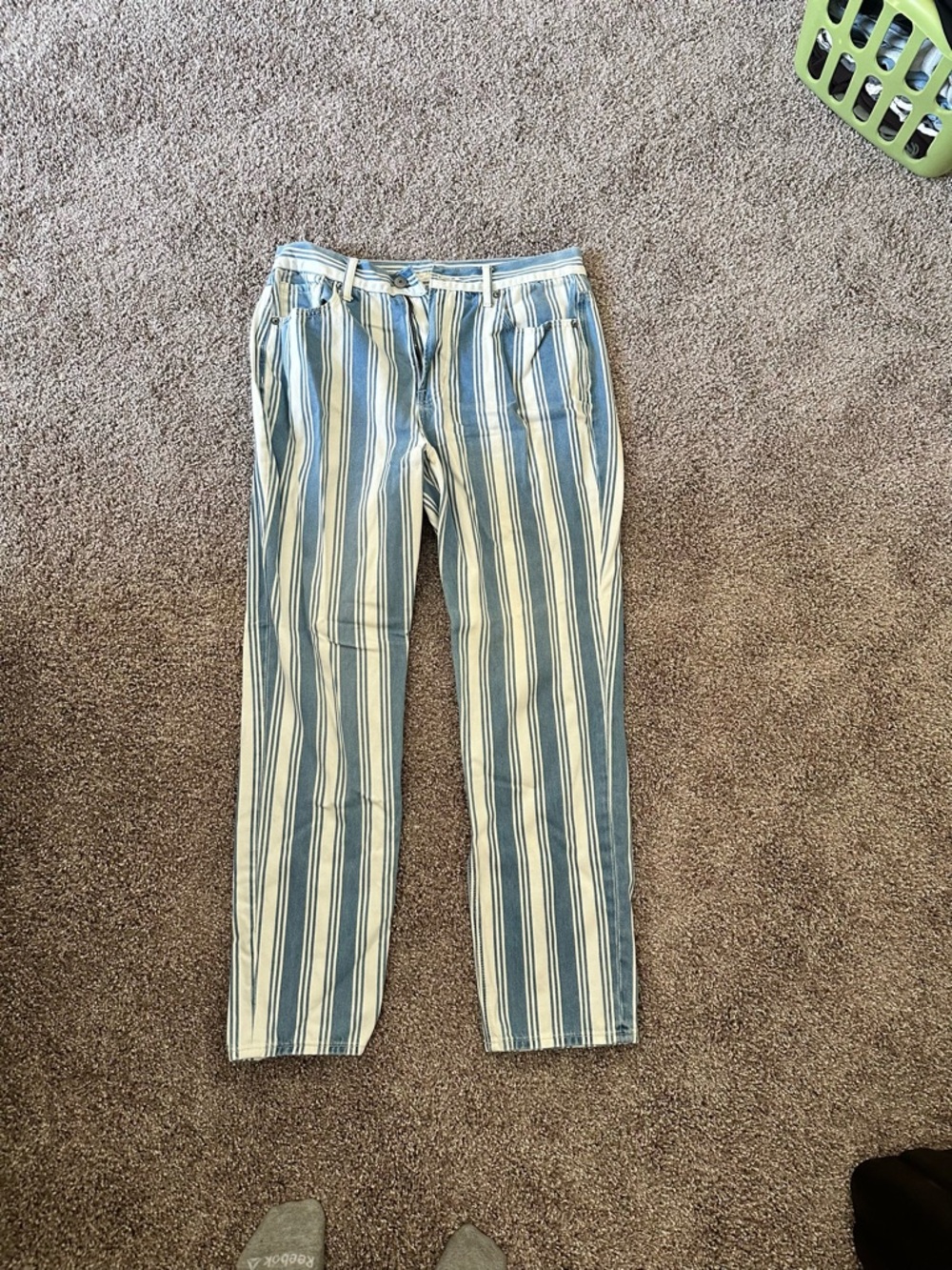 American Eagle Outfitters Blue and White Vertical Stripe Jeans